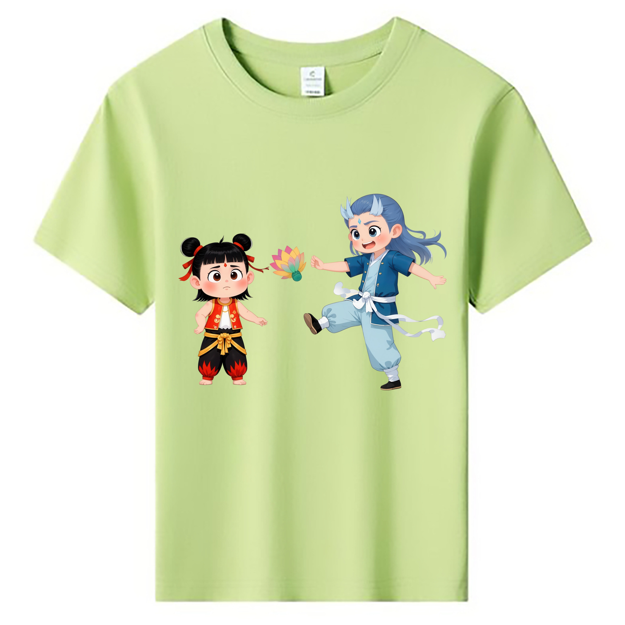 （画像用） Ne Zha 2 ナタ 魔童の大暴れ 綿100％キッズTシャツ（フロントプリント）